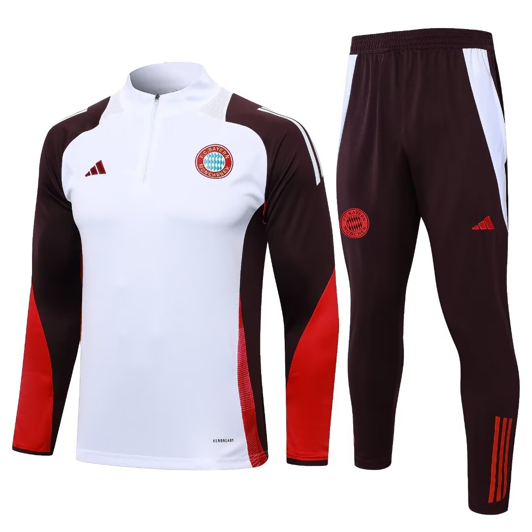 AAA Quality Bayern Munich 24/25 Tracksuit - White/Dark Red